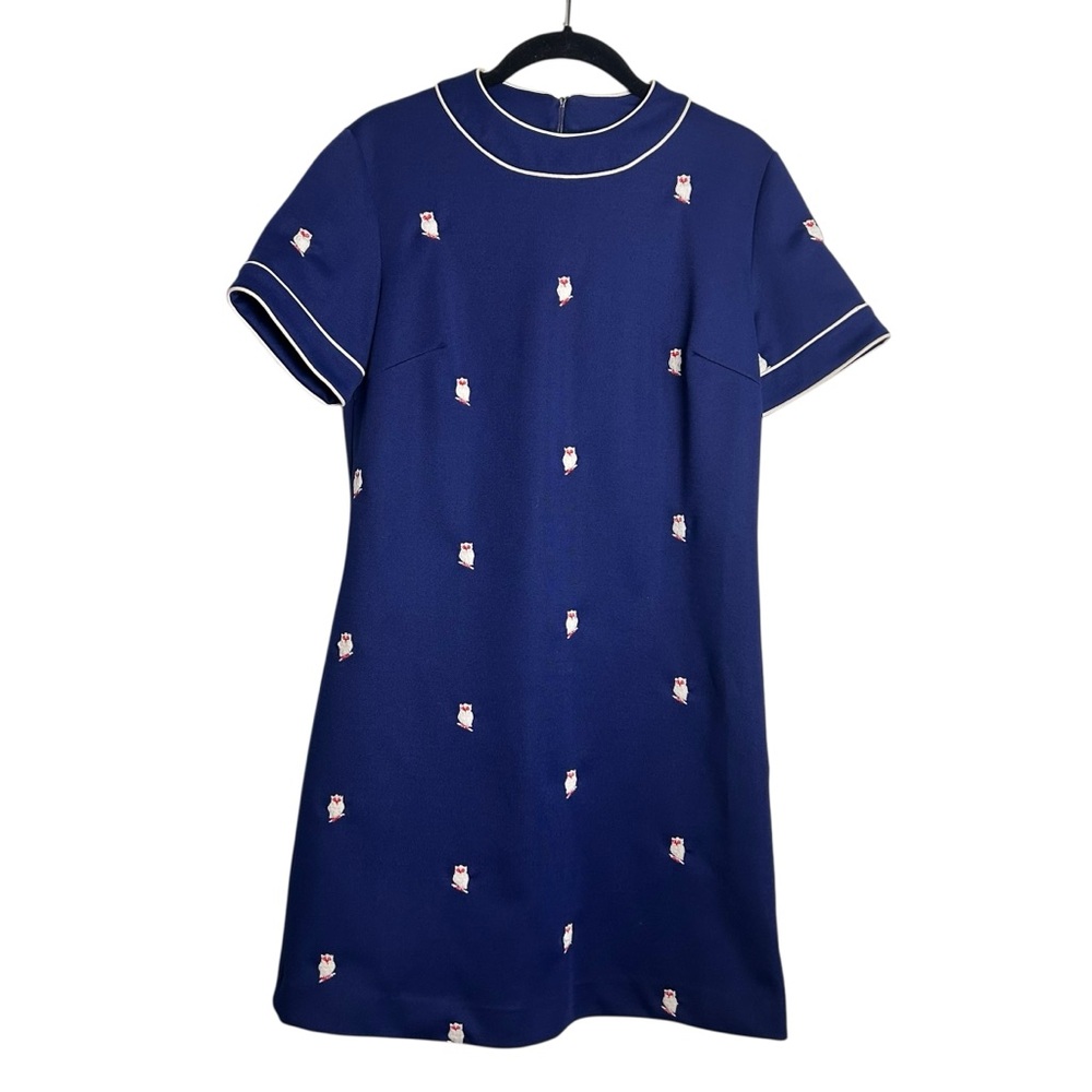Vintage David Crystal Embroidered Owl Shift Dress